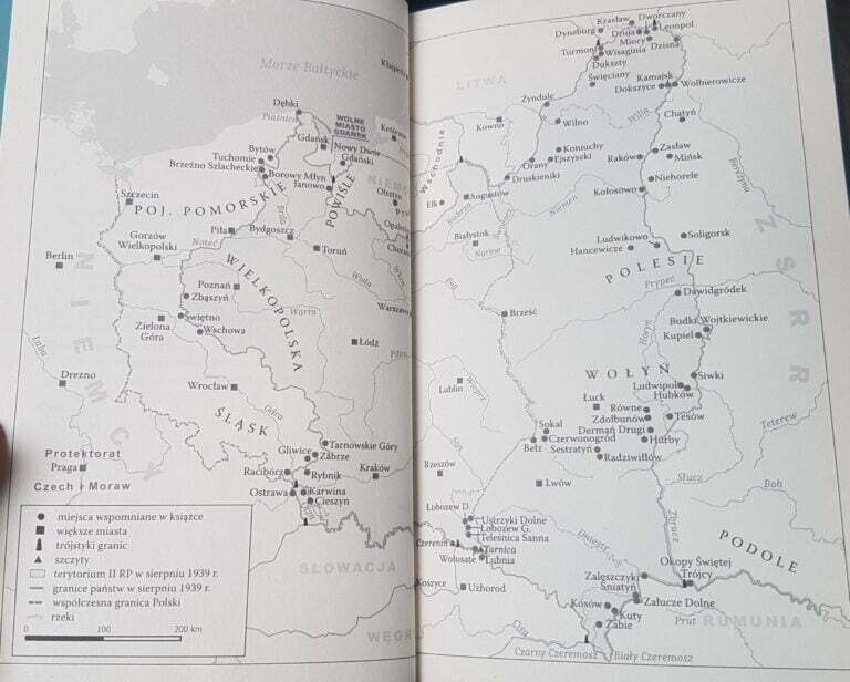 mapa z książki - pokazuje, jak przebiegała granica II Rzeczypospolitej